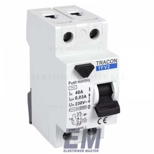 TRACON TFV2-40030 2P 40A 30mA 6kA (AC) áramvédő kapcsoló ÁVK relé