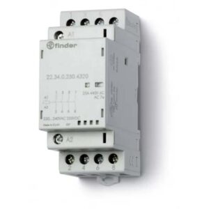 Finder installációs mágneskapcsoló, kontaktor, 25A (AC-7a), 4NO, 230V AC/DC, mechanikus állapotjelzés  22.34.0.230.4320