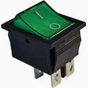 TRACON TES-44 - Készülékkapcsoló, BE-KI, 4P, világító, zöld, 0-I felirattal