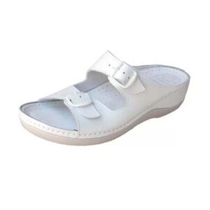 Bio comfort EVA  női bőr papucs, 2 csattal állítható bőségű,fehér 36-os méret