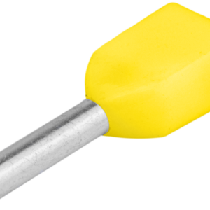 Szigetelt (PA6.6) iker-érvéghüvely, ónoz. elektr.réz, sárga
