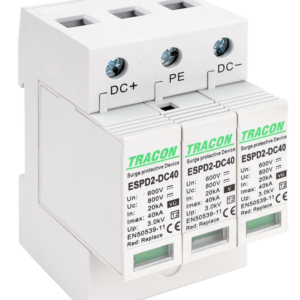 T2 DC típusú túlfeszültség levezető, cserélhető betéttel