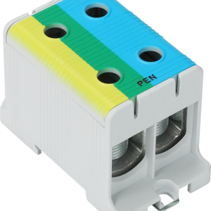 Főáramköri leágazó kapocs,sínre szerelhető,kék-zöld-sárga