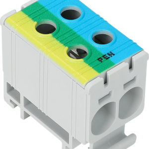 Főáramköri leágazó kapocs,sínre szerelhető,kék-zöld-sárga