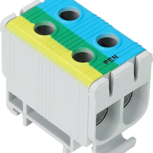 Főáramköri leágazó kapocs,sínre szerelhető,kék-zöld-sárga