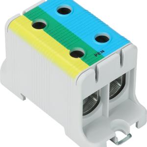 Főáramköri leágazó kapocs,sínre szerelhető,kék-zöld-sárga
