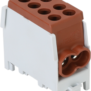 Főáramköri leágazó kapocs, sínre szerelhető, barna