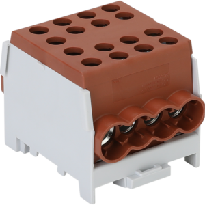 Főáramköri leágazó kapocs, sínre szerelhető, barna