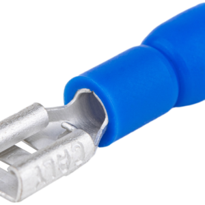 Szigetelt rátolható csatlakozó hüvely, sárgaréz, kék