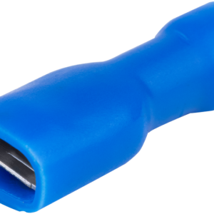 Teljes szigetelésű rátolható csatl. hüvely, sárgaréz, kék