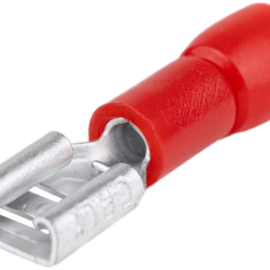 Szigetelt rátolható csatlakozó hüvely, sárgaréz, piros