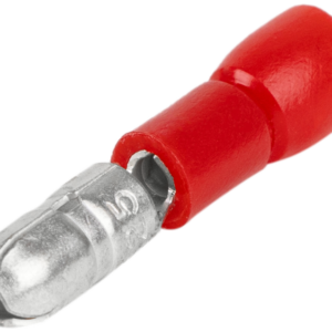 Szigetelt hengeres csatlakozó dugó, elektrolitréz, piros