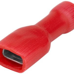Teljes szigetelésű rátolható csatl. hüvely, sárgaréz, piros