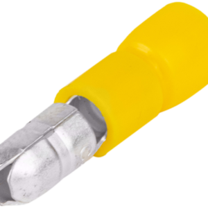 Szigetelt hengeres csatlakozó dugó, elektrolitréz, sárga